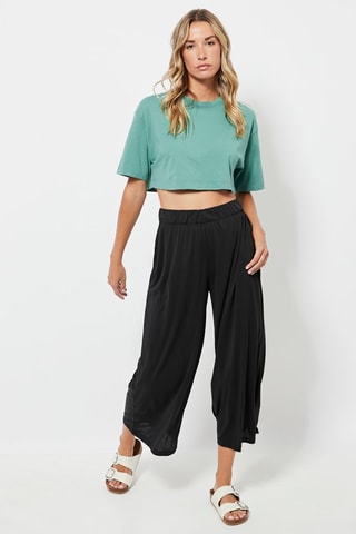 Pantalon wide legs 7/8 - Noir