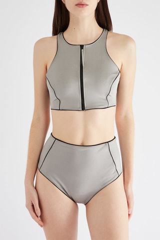 Bas de maillot taille haute - Gris