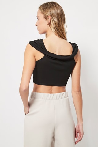 Crop top drapé Noir