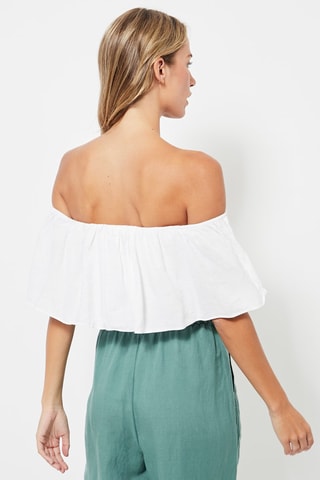 Crop top en lin - Blanc