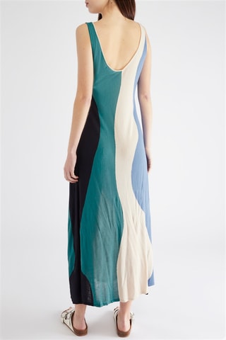 Robe midi - Vert et beige