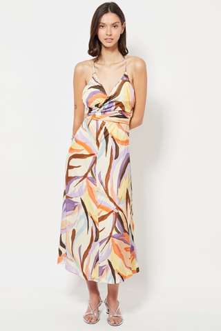 Robe midi - Blanc et jaune