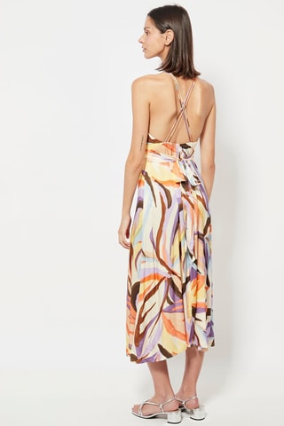 Robe midi - Blanc et jaune