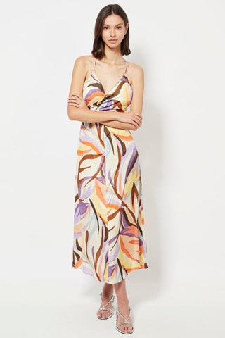 Robe midi - Blanc et jaune