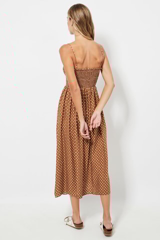 Robe midi - Marron et blanc