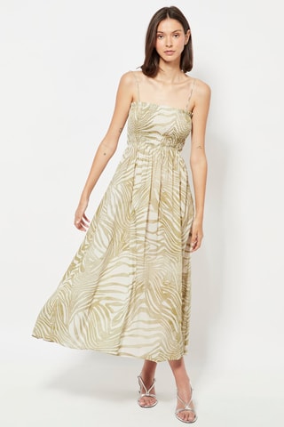 Robe midi - Kaki et blanc