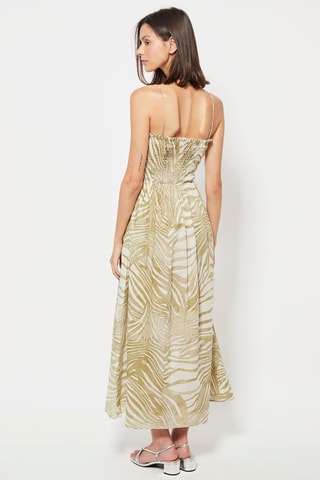 Robe midi - Kaki et blanc