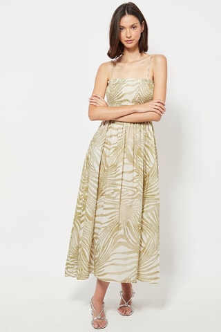 Robe midi - Kaki et blanc