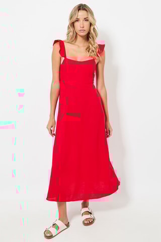 Robe longue en lin - Rouge