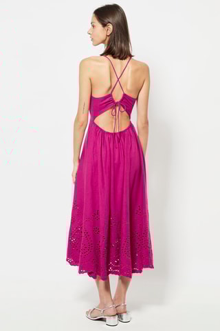Robe midi en lin - Fuchsia