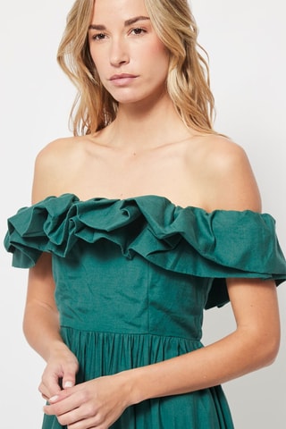 Robe longue en lin Vert foncé