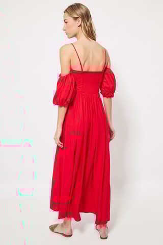 Robe longue en lin Rouge