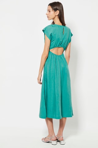Robe midi en lin - Turquoise