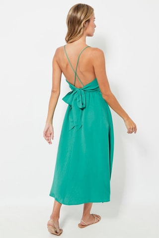 Robe midi en lin - Turquoise