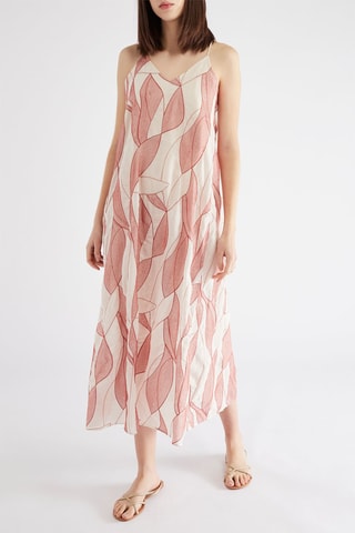 Robe midi - Ecru et vieux rose