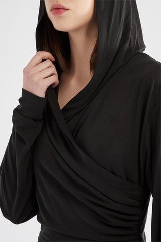 Robe drapée à capuche - Noir