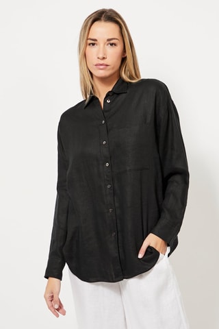 Chemisier en lin - Noir