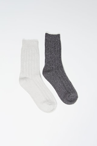 2 paires de chaussettes - Blanc et gris foncé