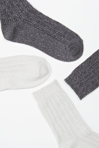 2 paires de chaussettes - Blanc et gris foncé
