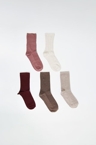 5 paires de chaussettes - Bordeaux, écru et vieux rose
