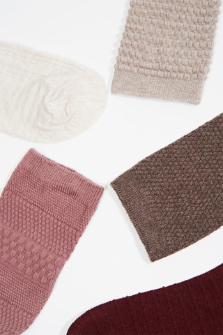 5 paires de chaussettes - Bordeaux, écru et vieux rose