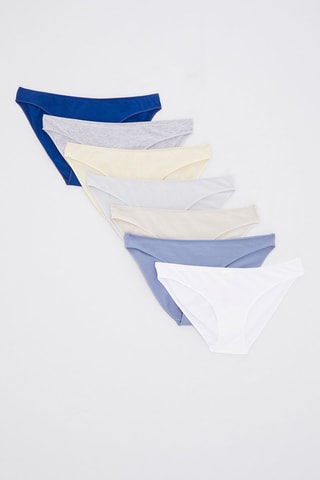 7 culottes - Bleu pétrole, gris clair chiné et blanc