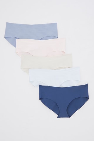 5 shortys - Bleu, blanc et rose poudré