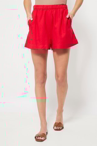 Short en lin Rouge