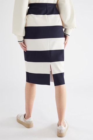 Jupe droite taille haute - Bleu marine et blanc