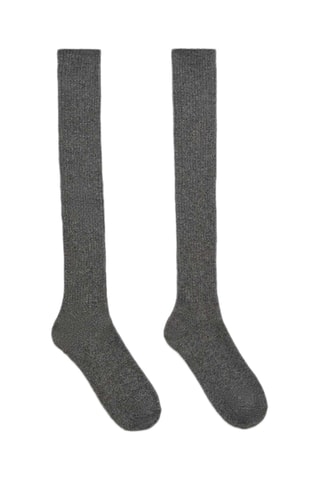 Chaussettes hautes en laine et cachemire - Gris chiné