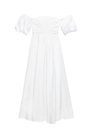 Robe midi en lin - Blanc