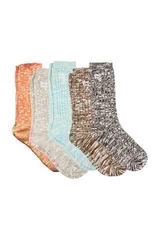5 paires de chaussettes - Orange, ciel et marron