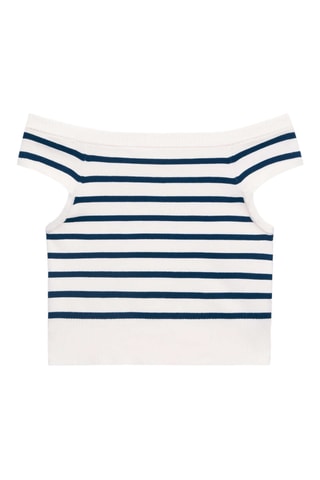 Crop top - Blanc et bleu marine