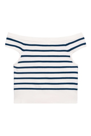 Crop top - Blanc et bleu marine