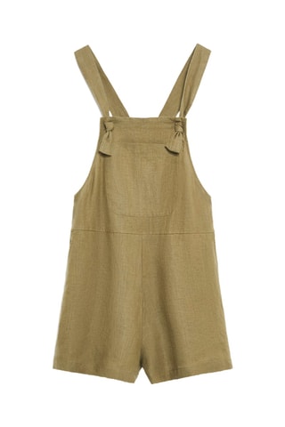 Salopette-short en lin - Kaki