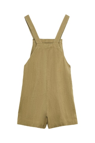 Salopette-short en lin - Kaki