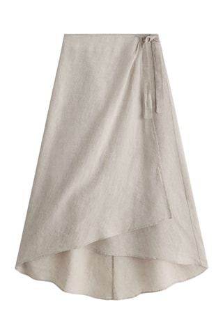 Jupe portefeuille en lin - Beige