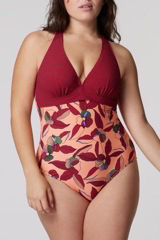 Maillot 1 pièce Léao - Saumon et bordeaux - Bestform