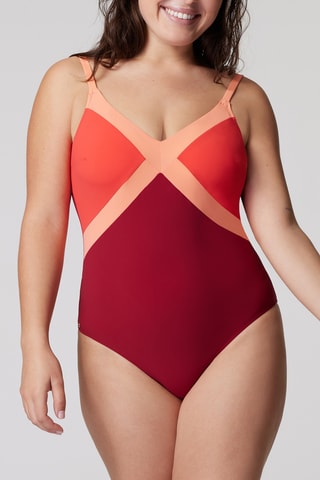 Maillot 1 pièce Ipanema - Orange et bordeaux - Bestform