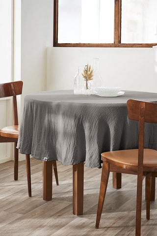 Nappe ronde en coton 125 g/m² Gaïa - Gris - 180 cm