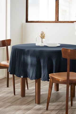 Nappe ronde en coton 125 g/m² Gaïa - Bleu foncé - 180 cm