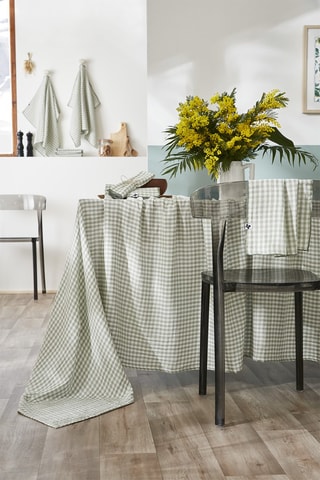 Nappe rectangulaire en coton 125 g/m² Vickie - Vert et blanc