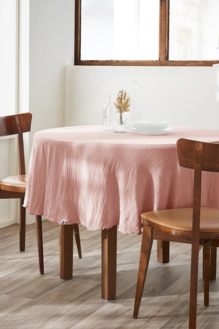 Nappe ronde en coton 125 g/m² Gaïa - Pêche - 180 cm