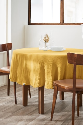 Nappe ronde en coton 125 g/m² Gaïa - Jaune - 180 cm