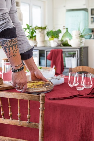 Nappe rectangulaire en coton 125 g/m² Gaïa -  Lie de vin
