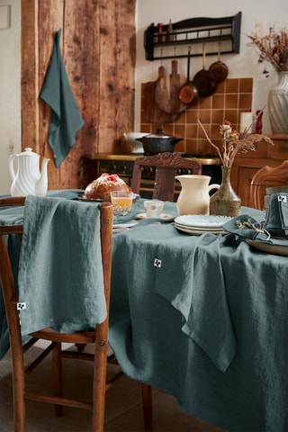 Nappe rectangulaire en lin Solide Ardoise