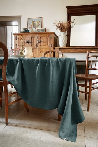 Nappe rectangulaire en lin Solide Ardoise