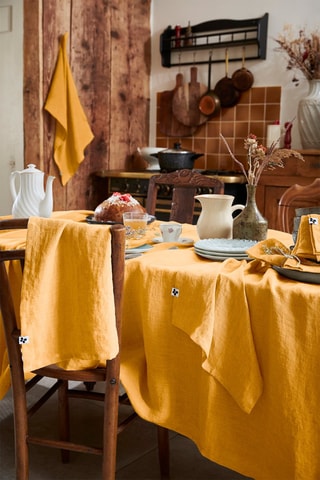 Nappe rectangulaire en lin Solide Miel