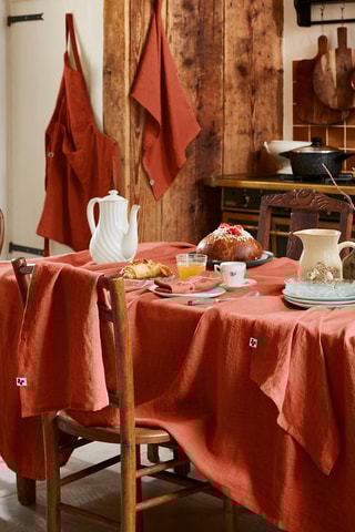 Nappe rectangulaire en lin Solide Paprika