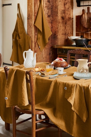 Nappe rectangulaire en lin Solide Caramel